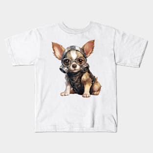 Chihuahua Dog Wearing Gas Mask Kids T-Shirt